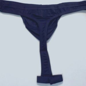 "NDS" Navy Blue Microfiber Men's Thong with Snap C-RING (NDS-TH1-Navy)